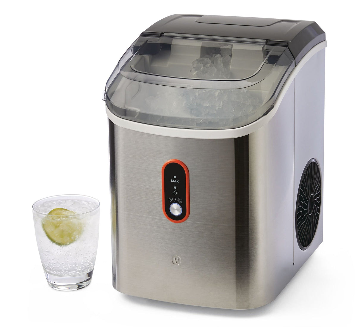 Vida by PADERNO Countertop Soft Nugget Ice Maker, 33-lb Ice/Day, Stainless Steel