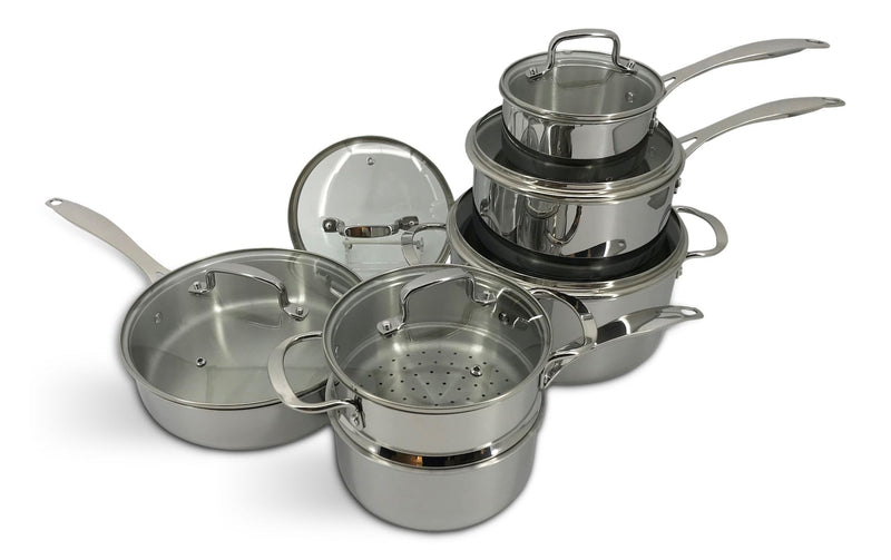Vida by PADERNO Elite Series 3-Ply Clad Stainless Cookware Set, Oven Safe A8