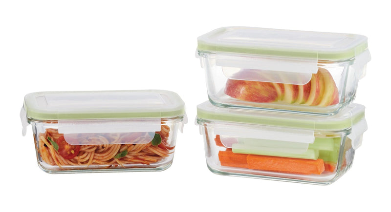 Vida by PADERNO Glass Clip Leakproof Lid Food Storage Container, 485 mL, 3 Count D4