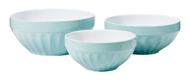 Vida by PADERNO White/Blue Ceramic Mixing Bowl Set, 3-pc P3