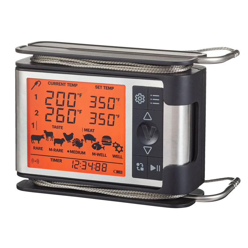 Vida by PADERNO Wireless Remote BBQ Food & Meat Thermometer with Stainless Steel Probes Q9