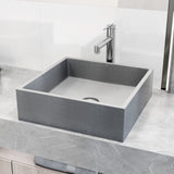 VIGO Alhambra Gothic Concreto Stone 15x15-in Deep Grey Bathroom Sink/Basin with Square Vessel