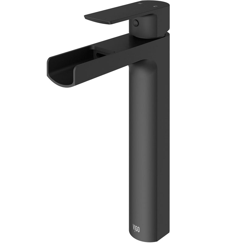 VIGO Amada Single Handle Vessel Sink Bathroom Faucet, Matte Black V3