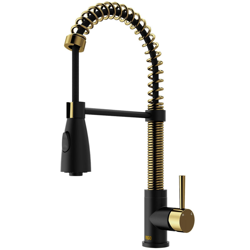 VIGO Brant 19-in Single-Handle Gold/Black Kitchen Faucet Q2