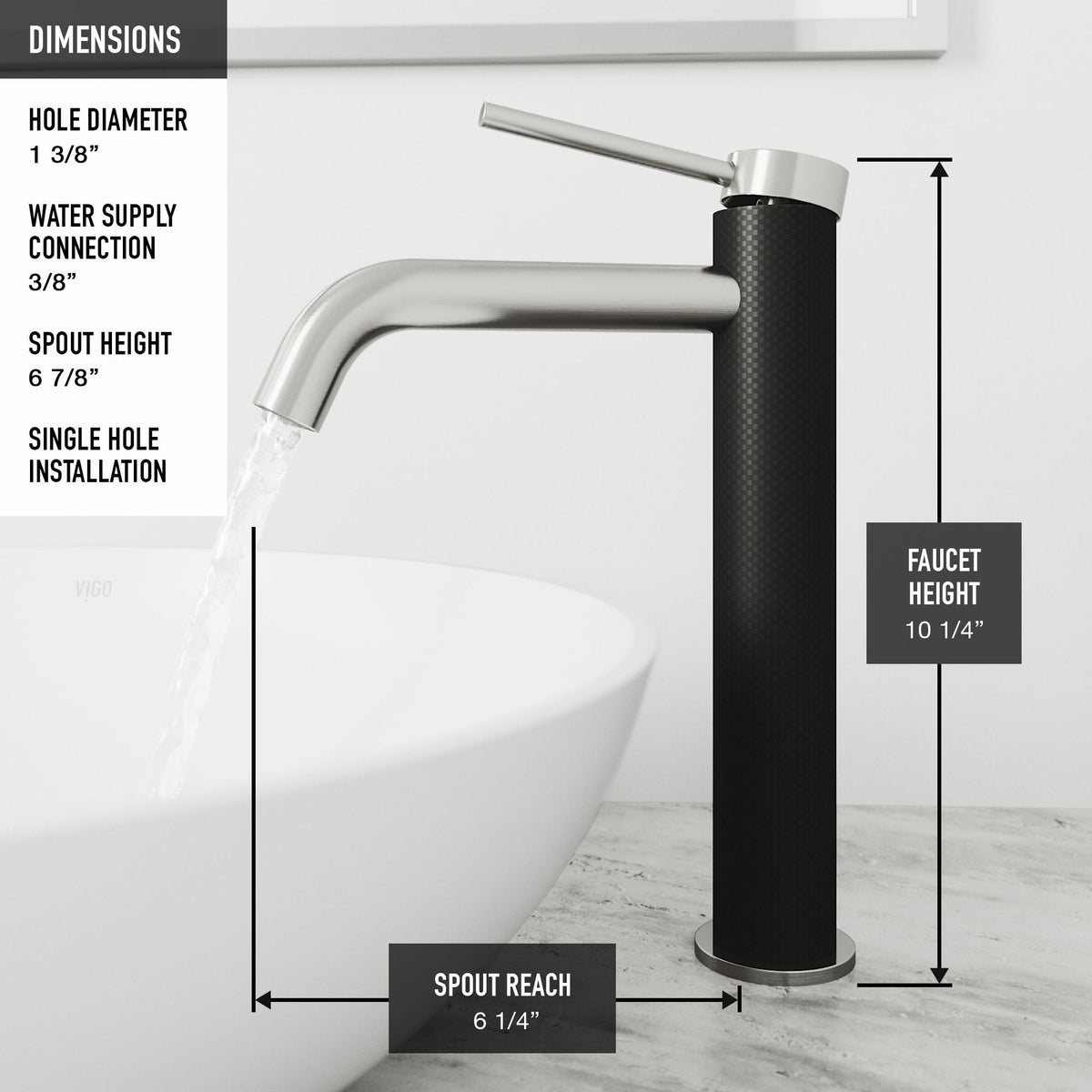 VIGO Cadman ConcretoStone Grey Bathroom Sink/Basin Set with Lexington Faucet and Rectangular Vessel