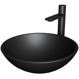 VIGO Cavalli MatteShell Matte Black Bathroom Sink/Basin Set with Gotham Faucet and Round Glass Vessel