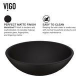 VIGO Cavalli MatteShell Round Vessel Bathroom Sink/Basin with Consistent Matte Finish, Black