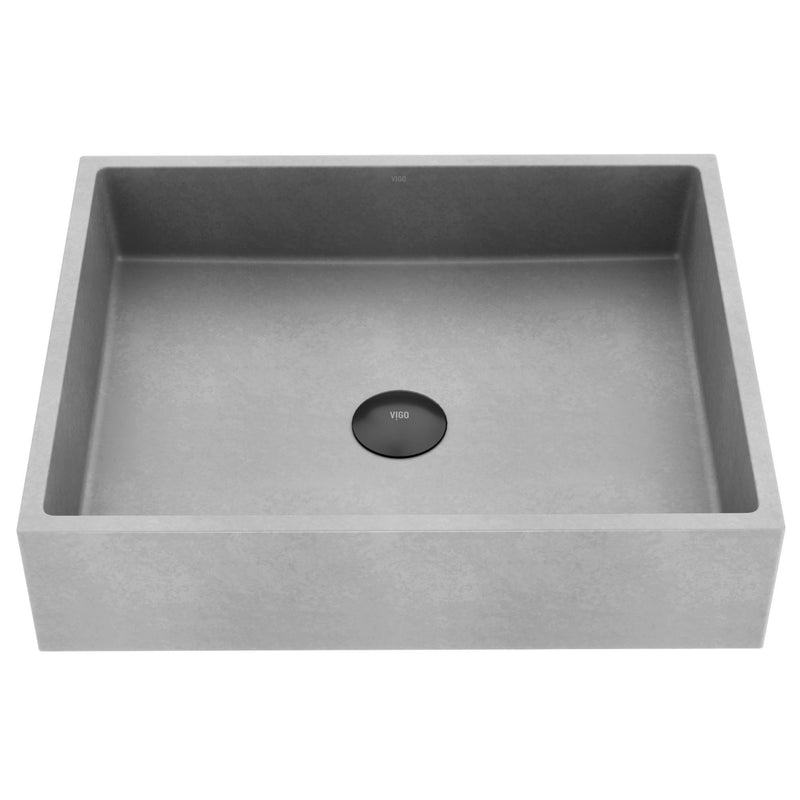 VIGO Coca Gothic ConcretoStone 19x15-in Deep Grey Bathroom Sink/Basin with Rectangular Vessel E1