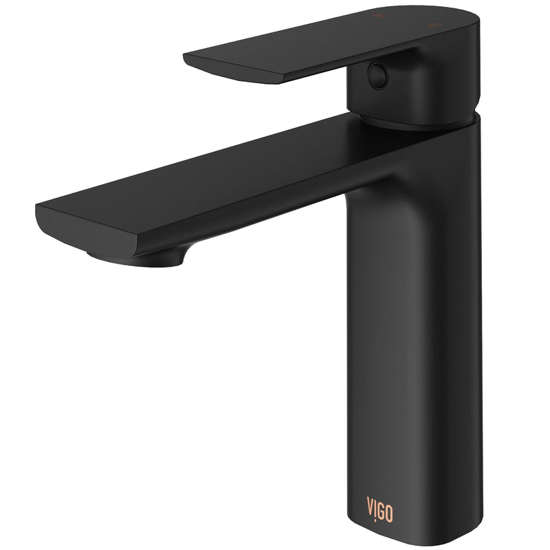 VIGO Davidson Single Handle Single Hole Bathroom Sink Faucet, WaterSense Certified, Matte Black R1