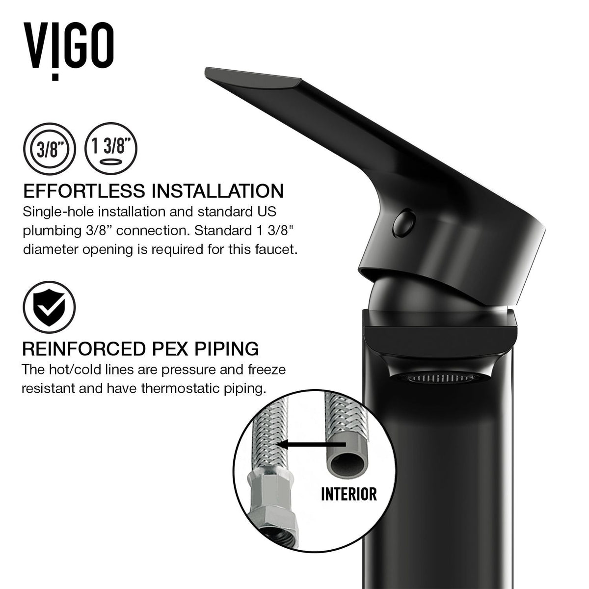 VIGO Davidson Single Handle Single Hole Bathroom Sink Faucet, WaterSense Certified, Matte Black