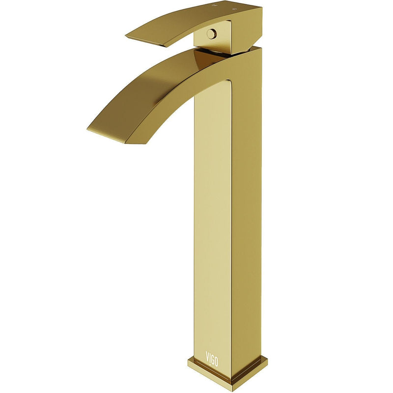 VIGO Duris Single Handle Vessel Sink Bathroom Faucet with Deck Plate, Matte BGold G5