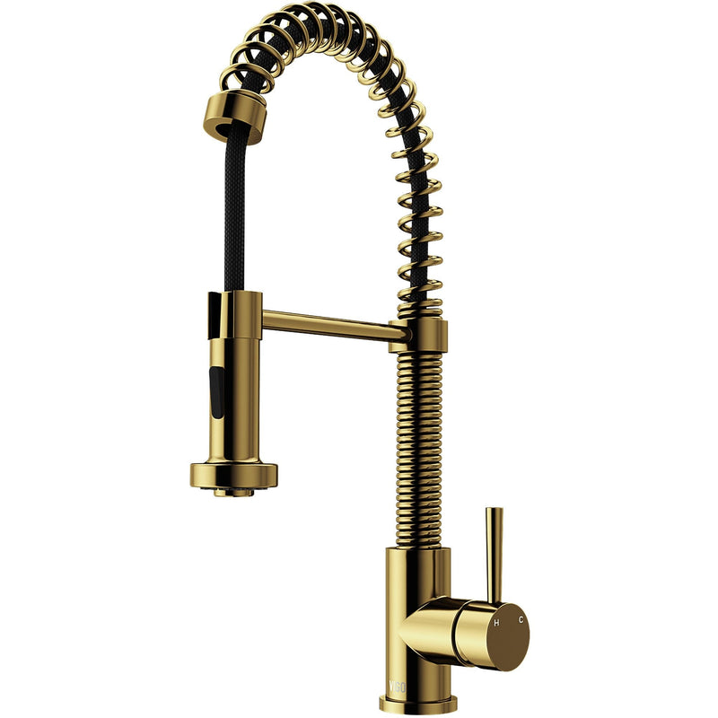 VIGO Edison Single Handle Pull Down Sprayer Kitchen Faucet, Matte Gold C8