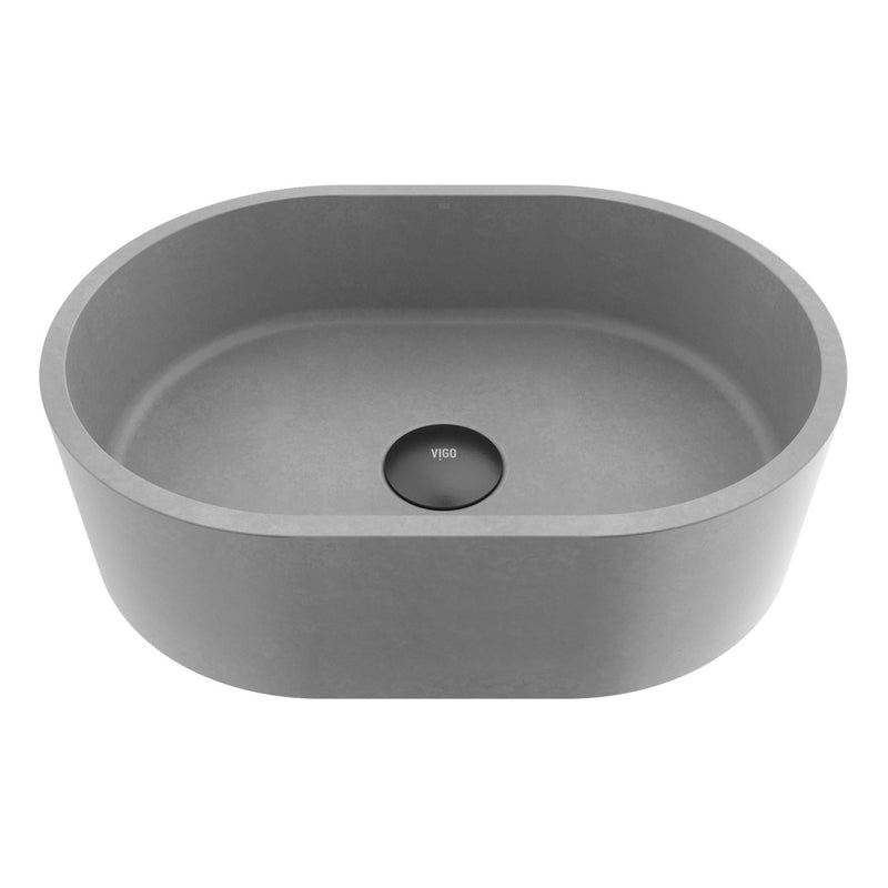 VIGO Giralda Gothic ConcretoStone 16x11-in Deep Grey Bathroom Sink/Basin with Rectangular Vessel Y1