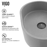 VIGO Giralda Gothic ConcretoStone 16x11-in Deep Grey Bathroom Sink/Basin with Rectangular Vessel