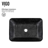 VIGO Glass Grey Onyx Bathroom Sink/Basin Set with Matte Black Lexington Faucet and Rectangular Vessel