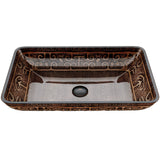 VIGO Glass Rectangular Vessel Bathroom Sink/Basin with Rounded Edges & Deep Bowl, Gold