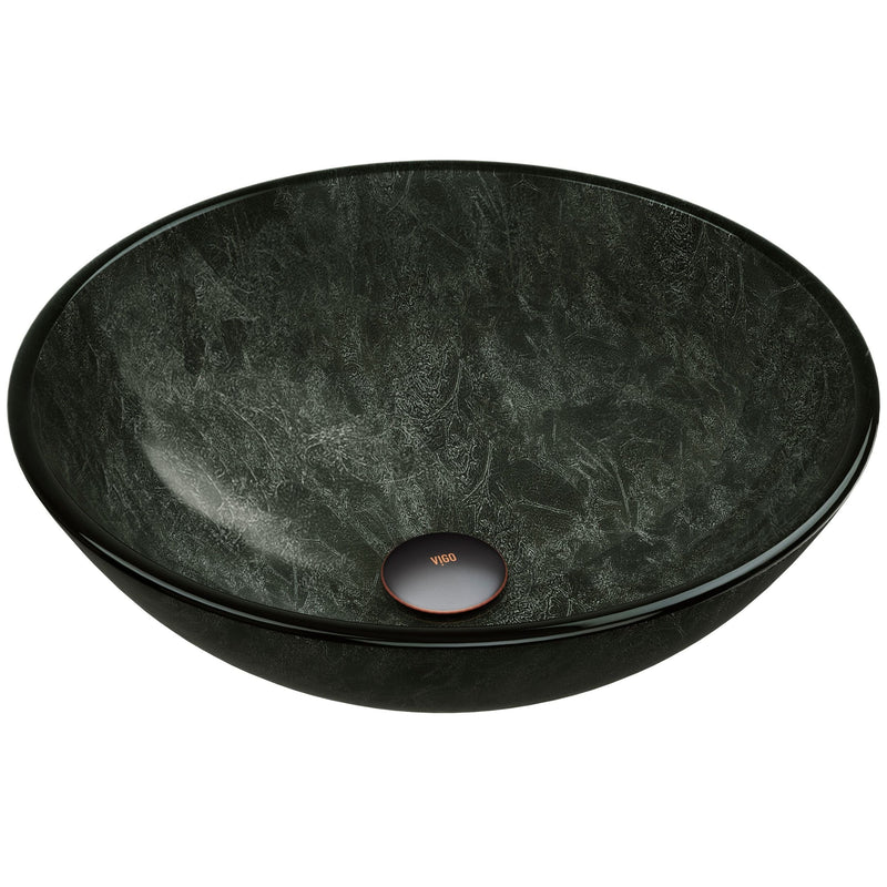 VIGO Glass Round Vessel Bathroom Sink/Basin with Deep Bowl, Gray I5