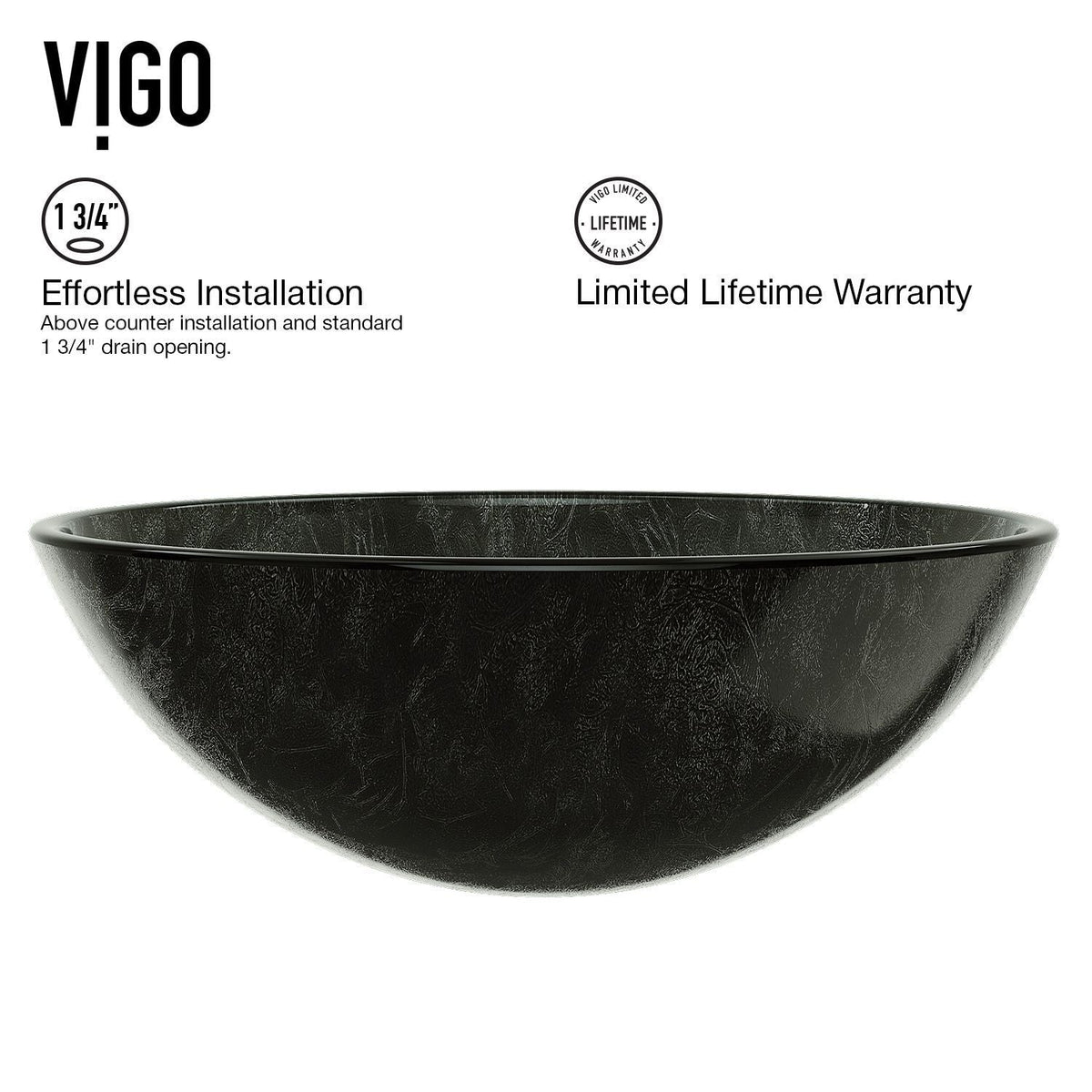 VIGO Glass Round Vessel Bathroom Sink/Basin with Deep Bowl, Gray