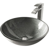 VIGO Glass Simply Silver Bathroom Sink/Basin Set with Chrome Duris Faucet and Round Vessel