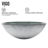 VIGO Glass Simply Silver Bathroom Sink/Basin Set with Chrome Duris Faucet and Round Vessel