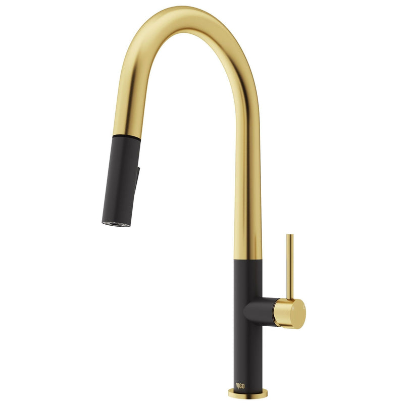 VIGO Greenwich 18-in Single-Handle Black/Gold Kitchen Faucet E0