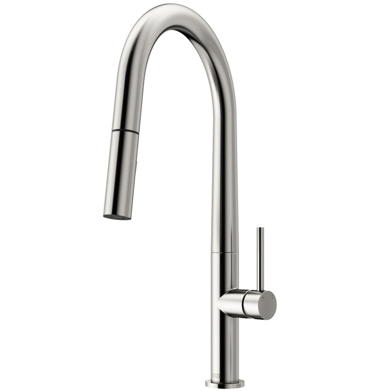 VIGO Greenwich Single Handle Pull Down Sprayer Kitchen Faucet with Deck Plate, Stainless Steel K9