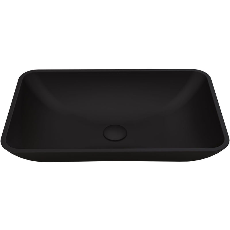 VIGO Hadyn Glass Rectangular Vessel Bathroom Sink/Basin with Rounded Edges & Deep Bowl, Black G2