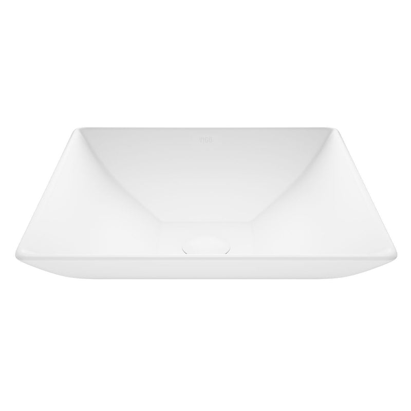 VIGO Hibiscus Matte Stone Round Vessel Bathroom Sink/Basin, Above-Counter Installation, White A2