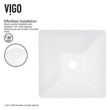 VIGO Hibiscus MatteStone White Bathroom Sink/Basin Set with Niko Faucet and Square Composite Vessel