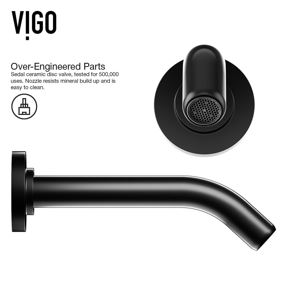 VIGO Jasmine MatteStone White Bathroom Sink/Basin Set with Olus Wall Mount Faucet and Rectangular Composite Vessel