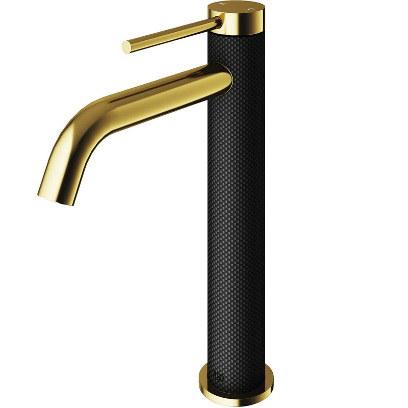 VIGO Lexington 8-in Gold/Carbon Fiber Vessel Bathroom Faucet U8