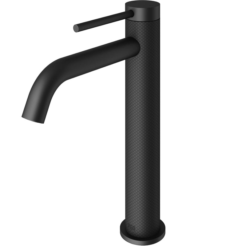 VIGO Lexington Single Handle Vessel Sink Bathroom Faucet with cFiber© Body, Matte Black S9
