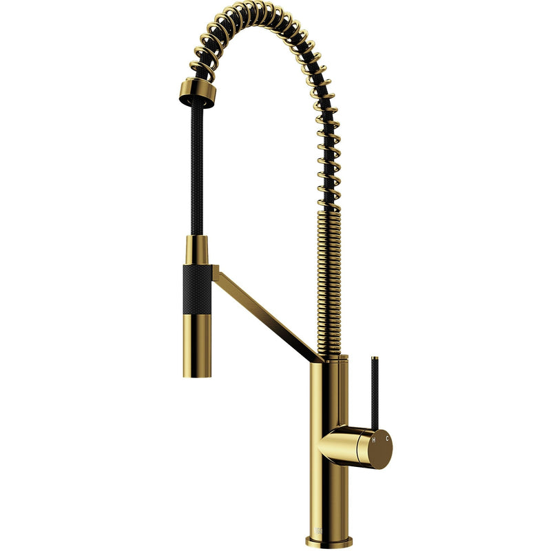 VIGO Livingston Single Handle Magnetic Pull Down Sprayer Kitchen Faucet with cFiber, Matte Gold G9