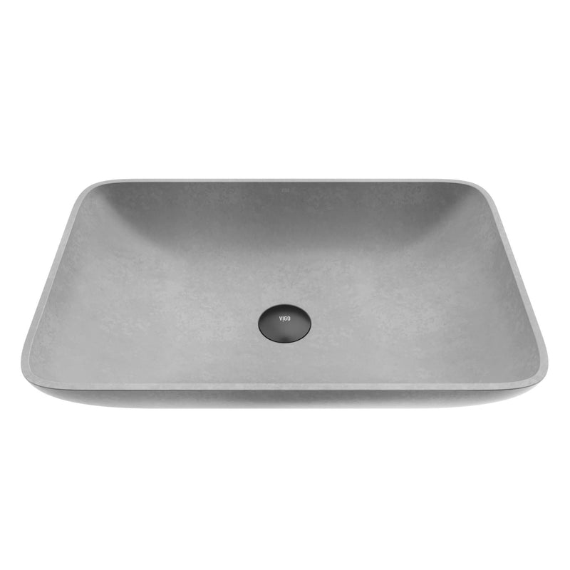 VIGO Lorca Gothic ConcretoStone 22x15-in Deep Grey Bathroom Sink/Basin with Rectangular Vessel E2