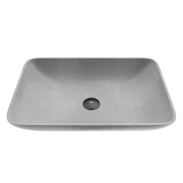 VIGO Lorca Gothic ConcretoStone 22x15-in Deep Grey Bathroom Sink/Basin with Rectangular Vessel N4