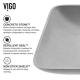 VIGO Lorca Gothic ConcretoStone 22x15-in Deep Grey Bathroom Sink/Basin with Rectangular Vessel