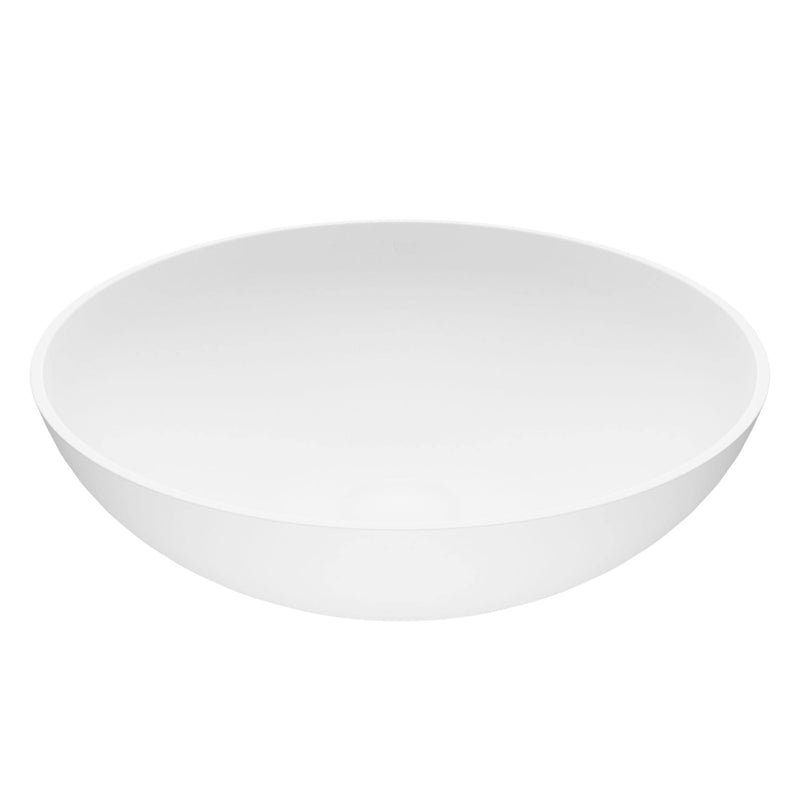 VIGO Lotus Matte Stone Round Composite Vessel Bathroom Sink/Basin with Deep Bowl, White B5