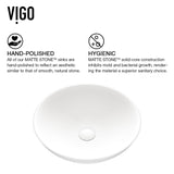 VIGO Lotus Matte Stone Round Composite Vessel Bathroom Sink/Basin with Deep Bowl, White
