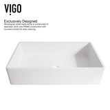VIGO Magnolia MatteStone White Bathroom Sink/Basin Set with Apollo Faucet and Rectangular Composite Vessel