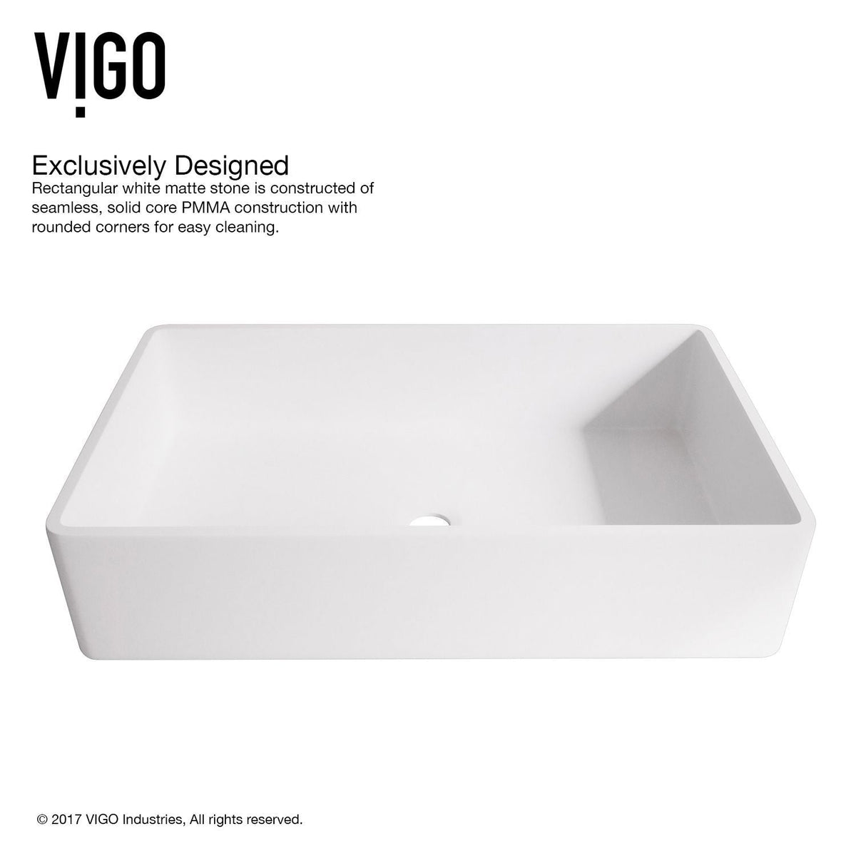 VIGO Magnolia MatteStone White Bathroom Sink/Basin Set with Duris Faucet and Rectangular Composite Vessel