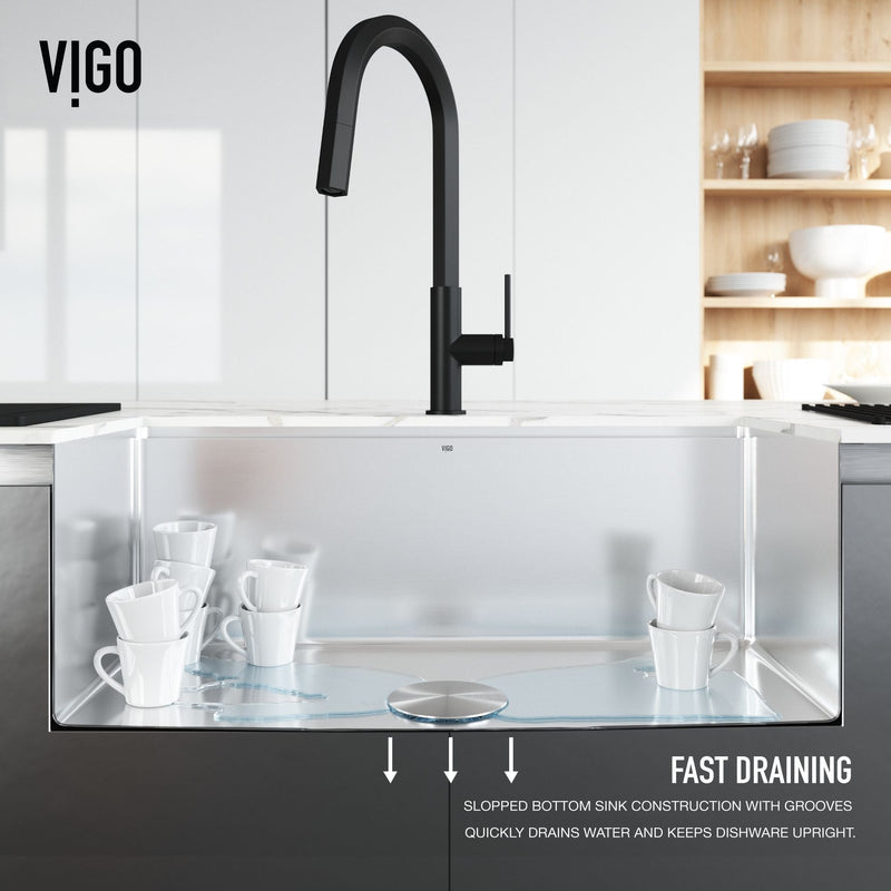 VIGO Mercer 33-in Stainless Steel Undermount Kitchen Sink W7