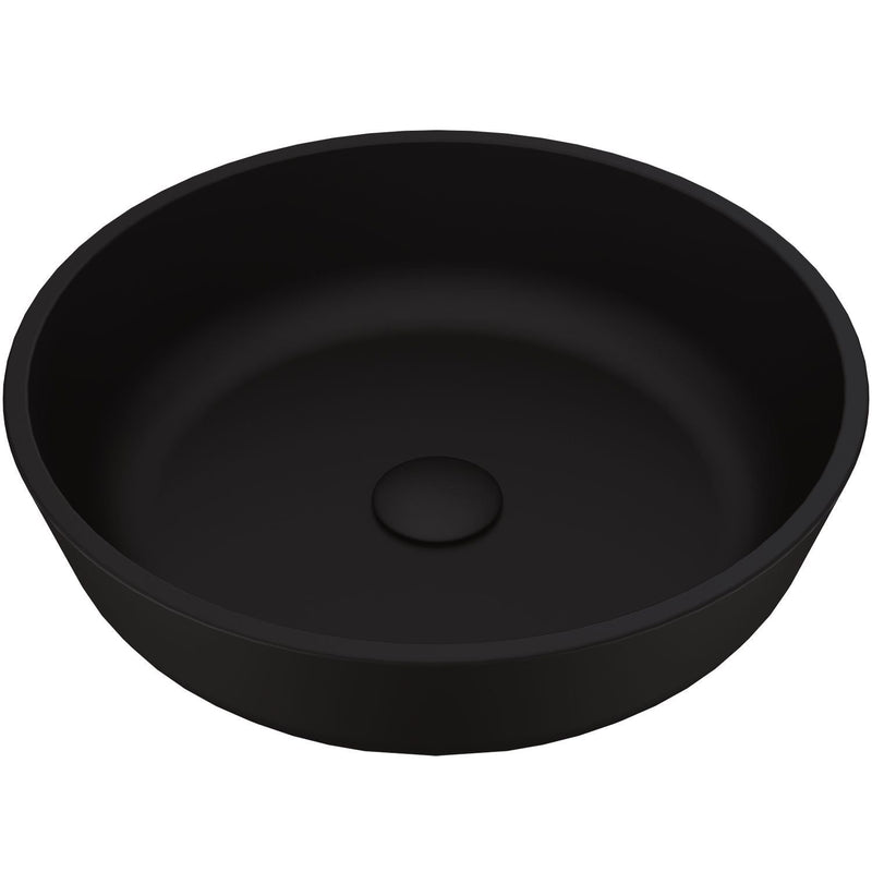 VIGO Modus Glass Round Vessel Bathroom Sink/Basin with Rounded Edges & Deep Bowl, Black H7