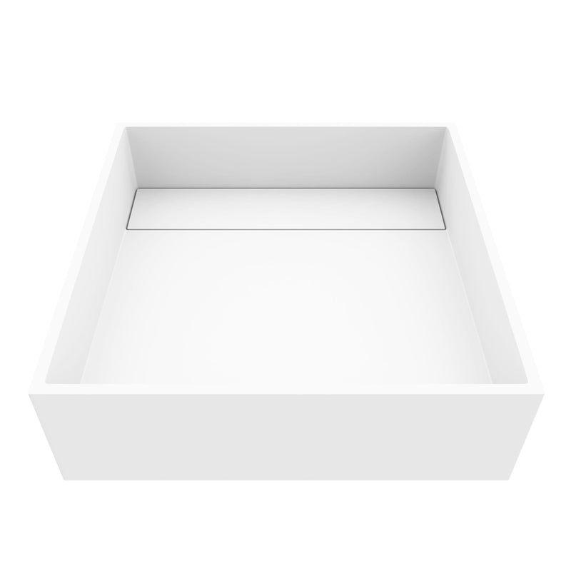 VIGO Montauk MatteStone 15x15-in Deep White Bathroom Sink/Basin with Rectangular Vessel H1