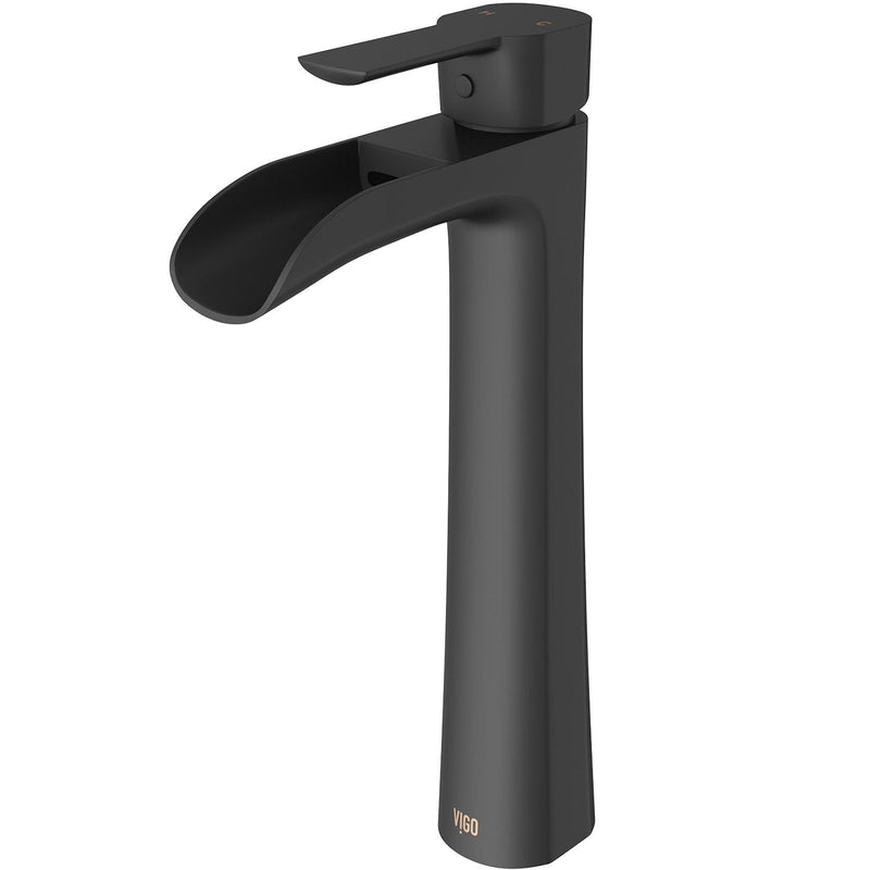 VIGO Niko Single Handle Single Hole Bathroom Sink Faucet, Matte Black J4