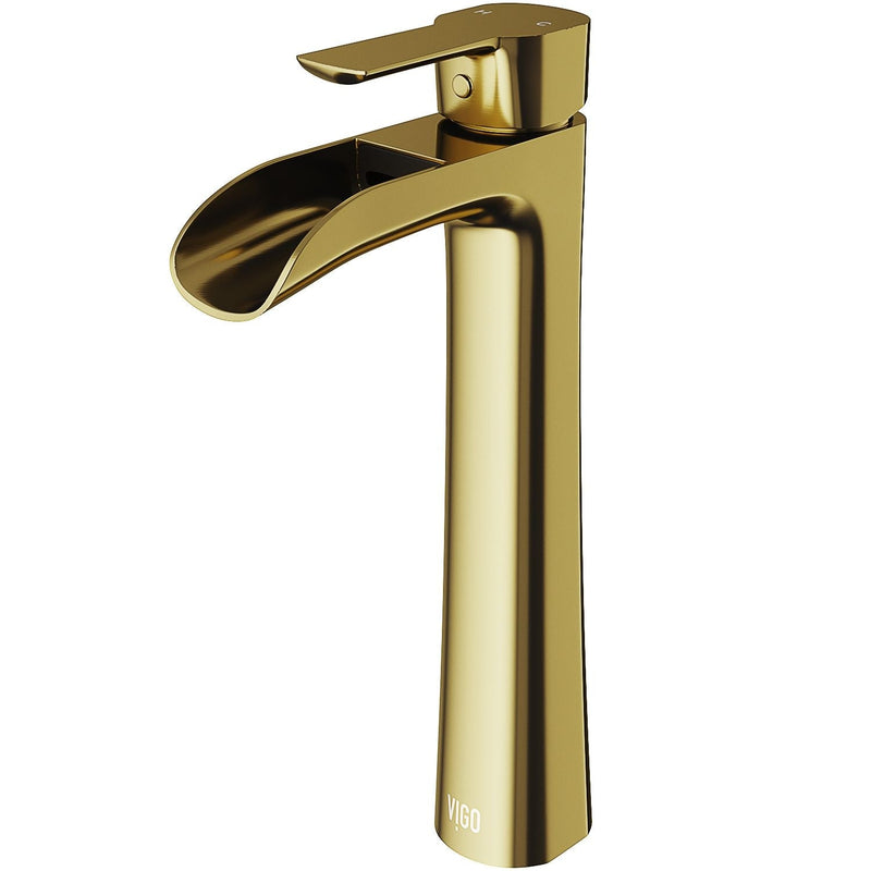 VIGO Niko Single Handle Single-Hole Bathroom Vessel Faucet in Matte Brushed Gold B9