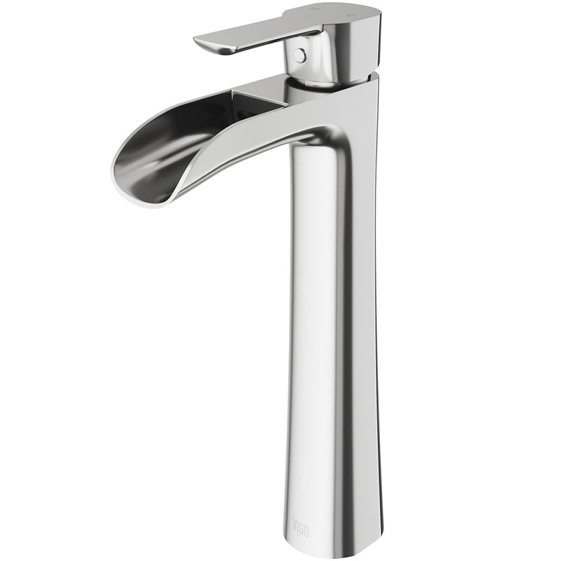 VIGO Niko Single Handle Vessel Sink Bathroom Faucet with Deck Plate, Brushed Nickel Z4