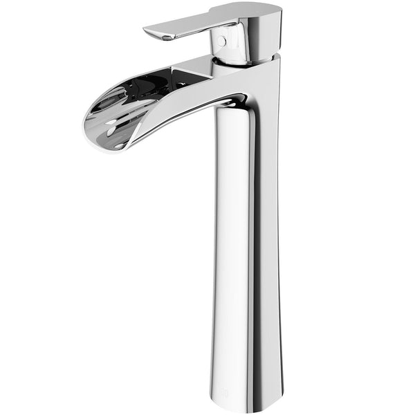 VIGO Niko Single Handle Vessel Sink Bathroom Faucet with Deck Plate, Chrome J4
