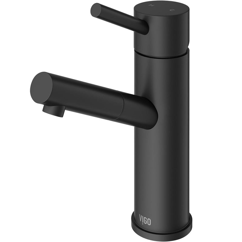 VIGO Noma Single Handle Single Hole Bathroom Sink Faucet, Matte Black, J6