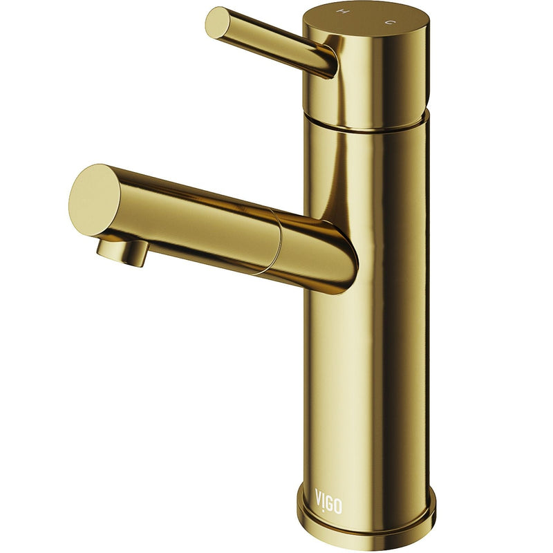 VIGO Noma Single Handle Single Hole Bathroom Sink Faucet, WaterSense Certified, Matte Gold E6