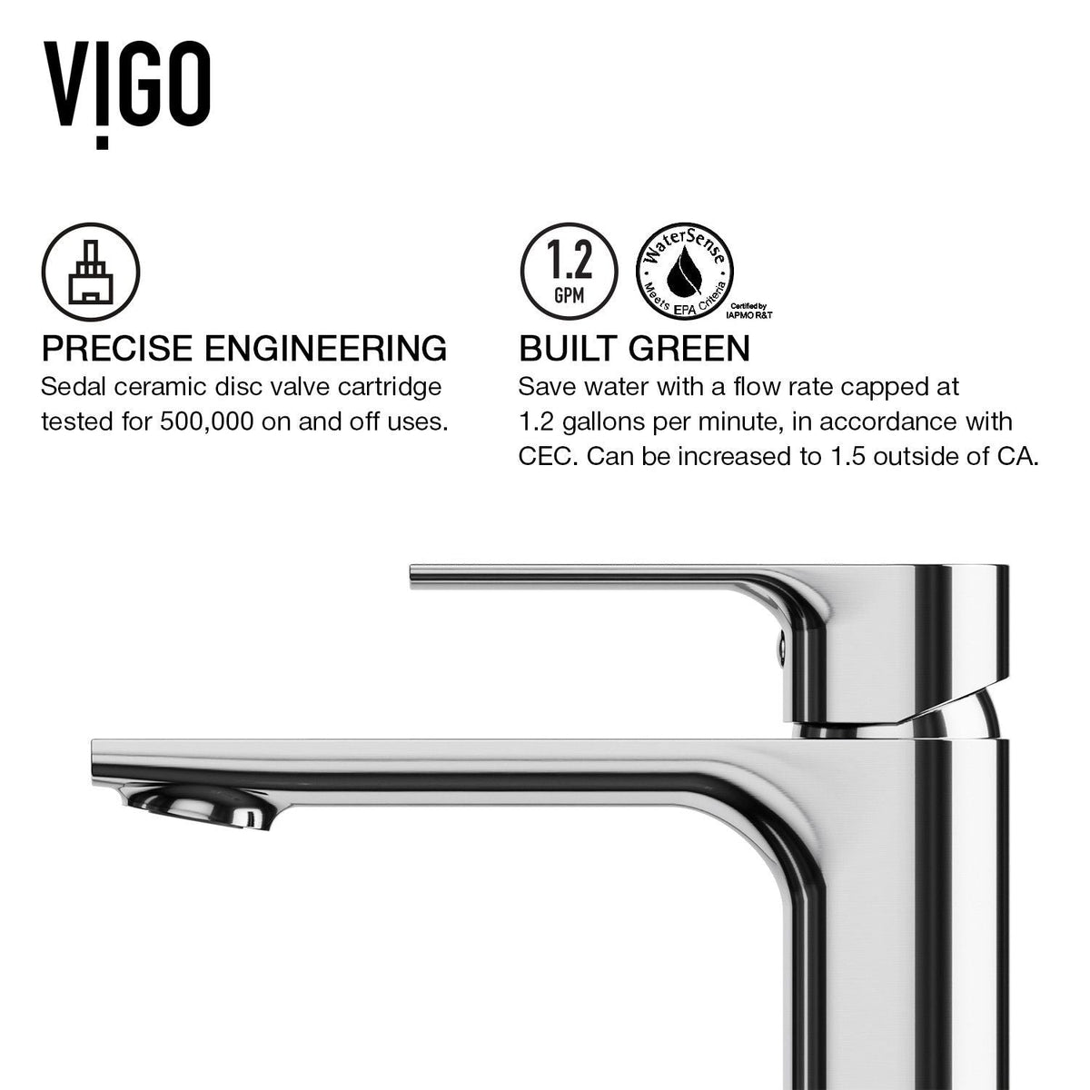 VIGO Norfolk Single Handle Vessel Single Hole Bathroom Sink Faucet, WaterSense Certified, Chrome,